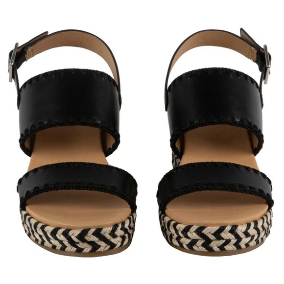Dolce Vita Black and Tan Wedge Sandals - Picture 4 of 5